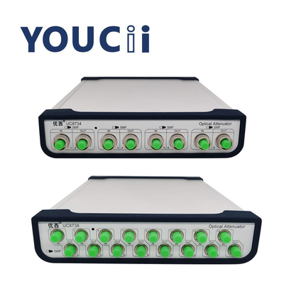 4Ch 8CH Variabel Attenuator Optik Kisaran pelemahan 0~45dB